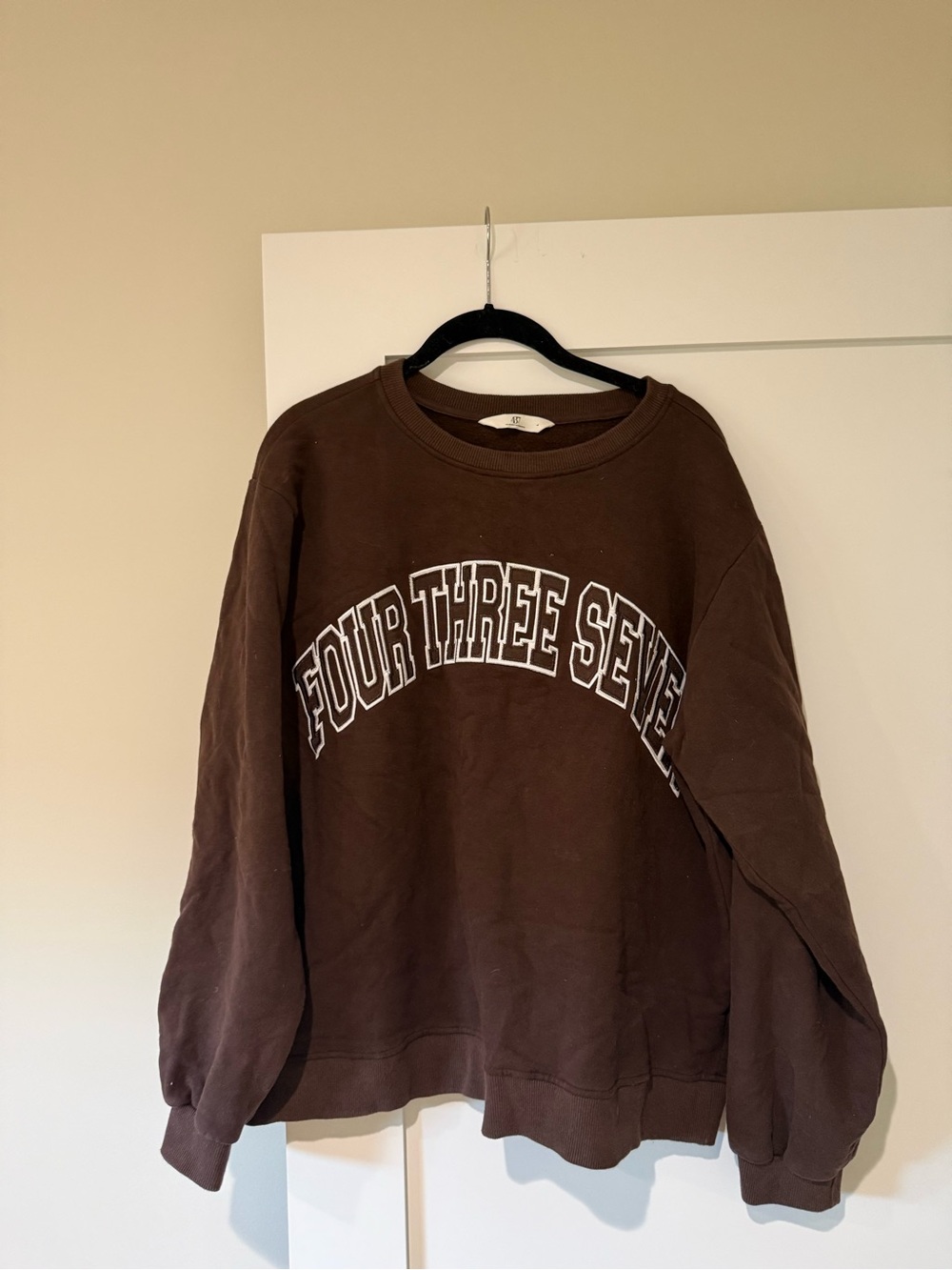 Brown 'Four Three Seven' Graphic Crewneck Sweater - 437